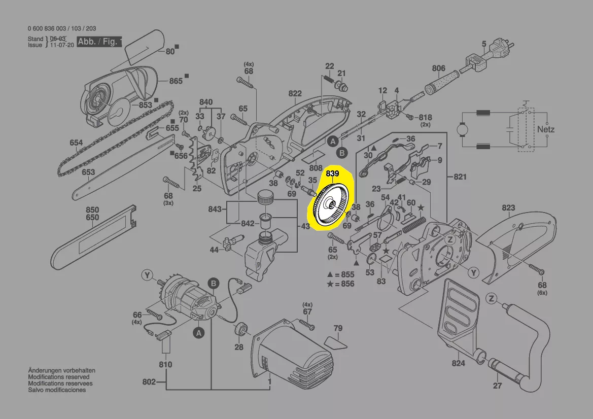 Roue à denture intérieure pour tronçonneuse BOSCH